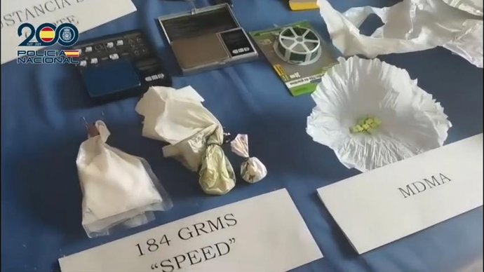 Sustancias incautadas en el registro de la vivienda del barrio de Las Fuentes.