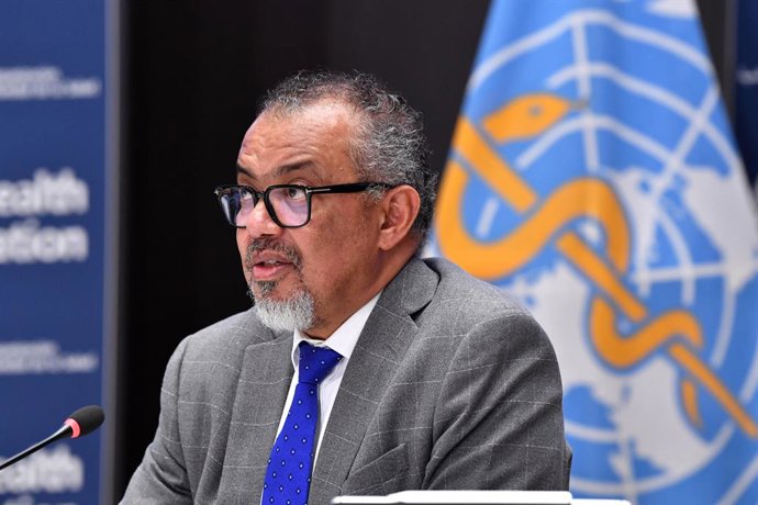 Archivo - Arquivo - GENEBRA, 11 de dezembro de 2024 — Tedros Adhanom Ghebreyesus, diretor-geral da Organização Mundial da Saúde (OMS), fala durante uma coletiva de imprensa na sede da OMS em Genebra, Suíça, em 10 de dezembro de 2024.
