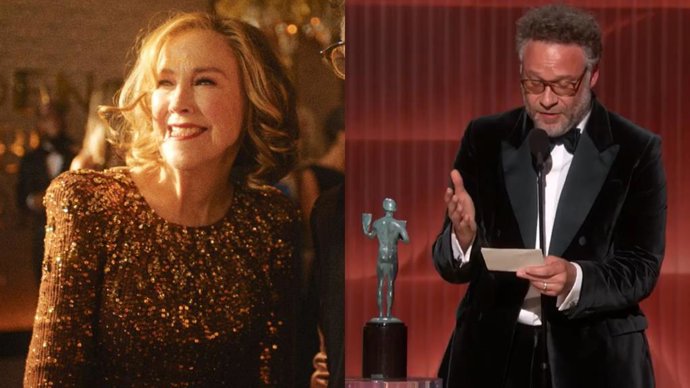 Seth Rogen recoge el premio póstumo a Catherine O'Hara por #TheStudio en los #ActorAwards2026: "Se puede ser un genio y amable"