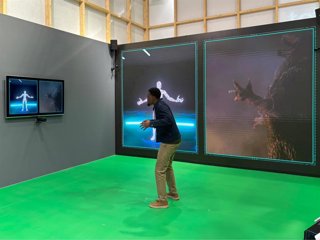 Experiencia inmersiva de Godzilla de Fujitsu en el MWC de Barcelona.