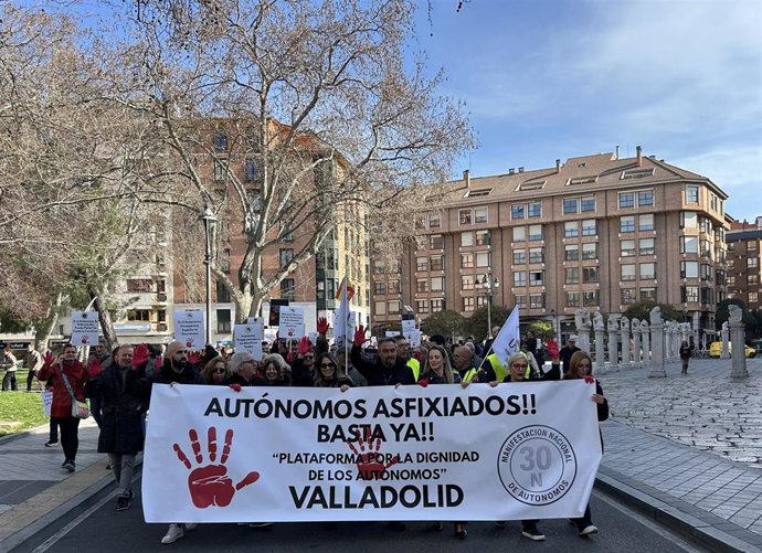 Manifestación de autónomos de la Plataforma 30N en Valladolid.