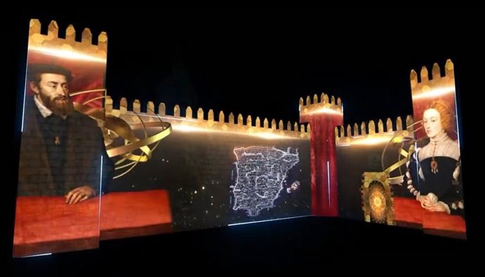 Recreación del videomapping en el Alcázar de Sevilla por el 500 aniversario de la boda de Carlos V e Isabel de Portugal