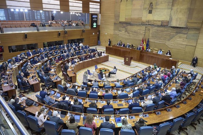 Vista de la sala durante el Pleno de la Asamblea de Madrid