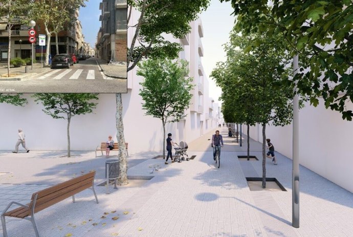 Imatge renderizada del futur carrer Sant Hipòlit de Barcelona