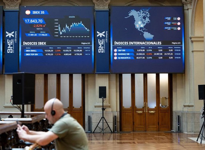 Palacio de la Bolsa de Madrid, a 2 de marzo de 2026, en Madrid (España). 