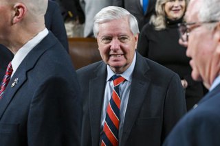 El senador republicano Lindsey Graham en el discurso de Estado de la Unión.