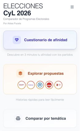 Screenshot de la plataforma de Aldea Pucela sobre los programas electorales del 15 de marzo.