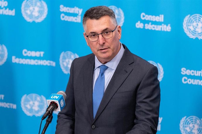 El ministro de Asuntos Exteriores de Israel, Gideon Sa'ar, durante el Consejo de Seguridad de la ONU, en Nueva York.
