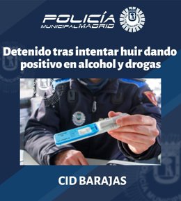 Detenido en Barajas tras dar positivo en alcohol y drogas