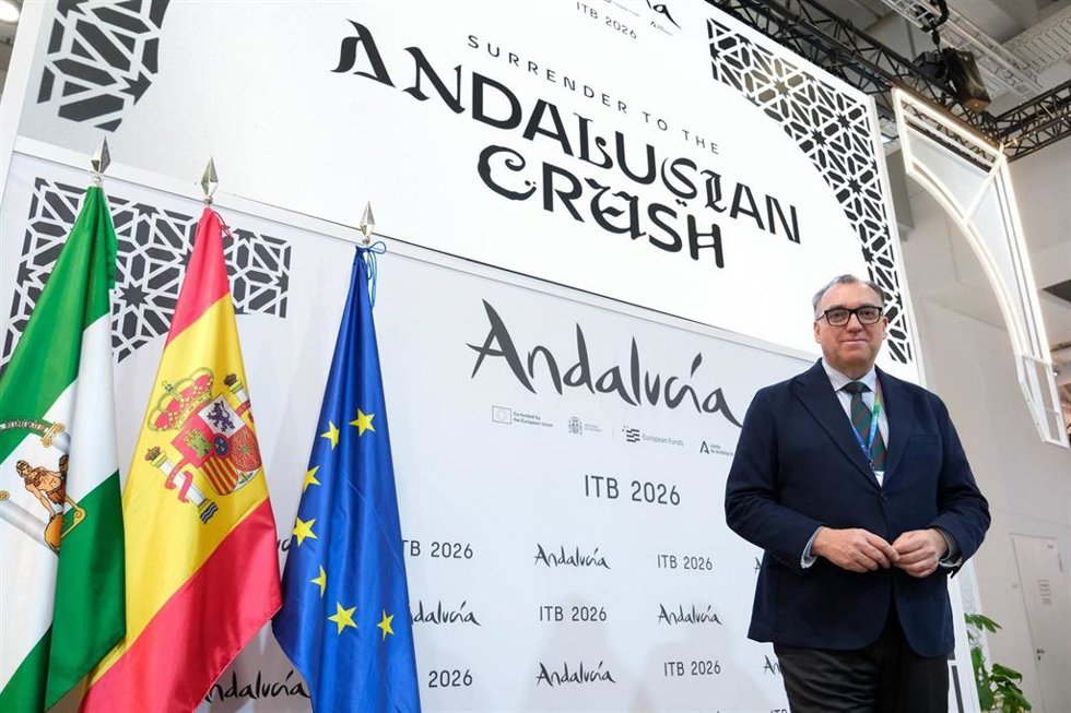 El Consejero de Turismo y Andalucía Exterior, Arturo Bernal, en la primera jornada de ITB Berlín.