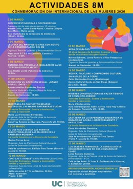 Cartel de actividades de la UC por el 8M
