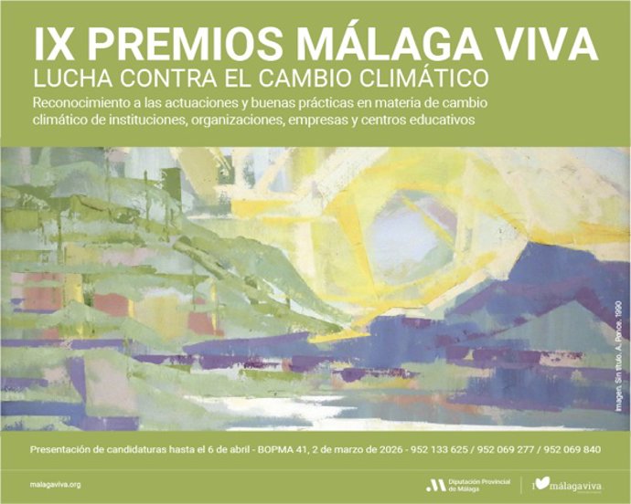 La Diputación abre el plazo de los Premios Málaga Viva para reconocer buenas prácticas contra el cambio climático