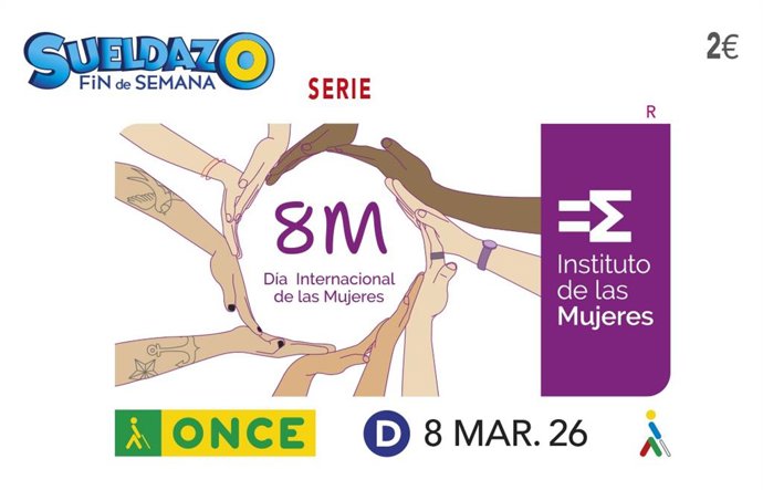El Cupón del Fin de Semana de la ONCE estará dedicado al Día de la Mujer.
