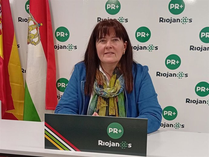 La presidenta del PR+Riojan@s, Rita Beltrán Muro, en comparecencia de prensa