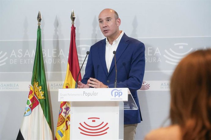 Archivo - Imagen de archivo del portavoz del PP en la Asamblea, José Ángel Sánchez Juliá, en rueda de prensa