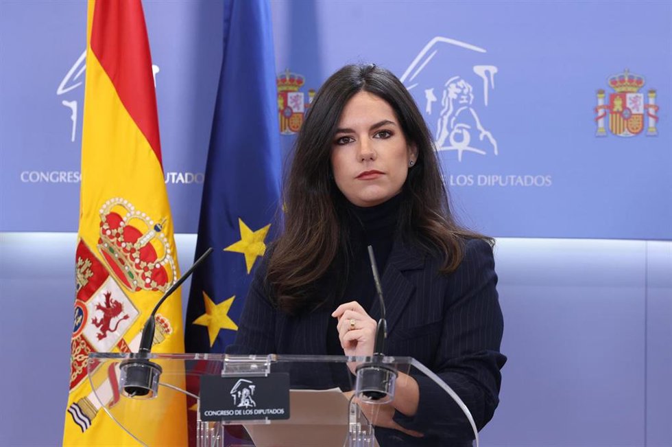 Archivo - La portavoz de Vox en el Congreso, Pepa Millán, durante una rueda de prensa, en el Congreso.