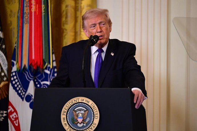 March 2, 2026, Washington, D.C, USA: (NEW) U.S. President Donald Trump speaks on Ãâ“Operation Epic FuryÃâÂ  and provides an update on the Attack on Iran at a Medal of Honor Ceremony in the East Room of the White House. March 02, 2026, Washington, D