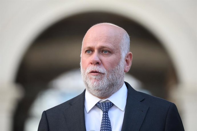 Santiago 3 de marzo 2026. El Ministro del Interior, Alvaro Elizalde, realiza un punto de prensa en La Moneda luego de una reunion entre el Presidente de la Republica y su par Electo Dragomir Yankovic/Aton Chile