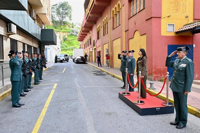 La directora general la Guardia Civil, Mercedes González, durante su visita a la Comandancia de Huelva.