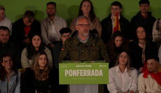 El candidato de Vox a la Presidencia de la Junta, Carlos Pollán, durante un mitin en Ponferrada (León).