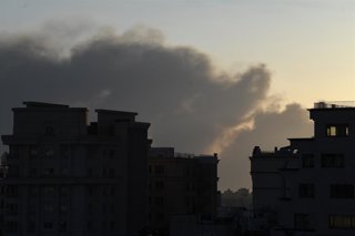 TEHRAN, March 3, 2026  -- This photo taken on March 3, 2026 shows smoke rising after explosions heard in Tehran, Iran. The Israeli military said Tuesday in a statement that it has begun a "large-scale wave" of strikes targeting Iran's state infrastructure