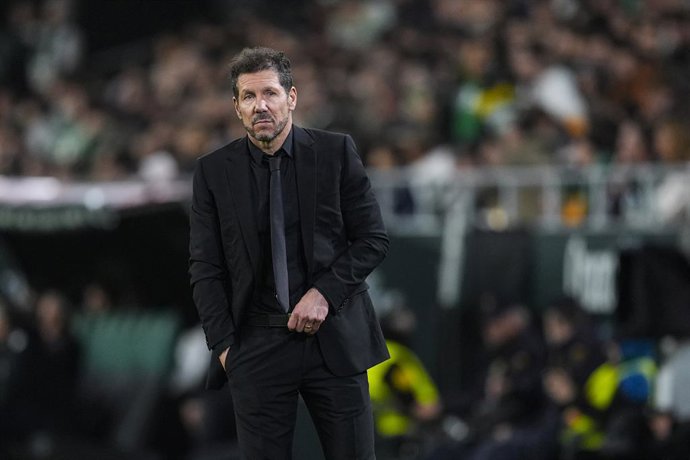 Diego Simeone, head coach of Atletico de Madrid, gestures during the Spanish Cup, Copa del Rey, Quarter of Final football match played between Real Betis and Atletico de Madrid at La Cartuja stadium on February 5, 2026, in Sevilla, Spain.