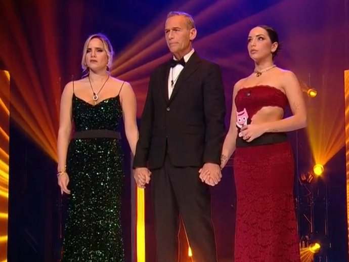 Gloria González, Carlos Lozano y ANIta Williams en la final de 'Gran Hermano Dúo'