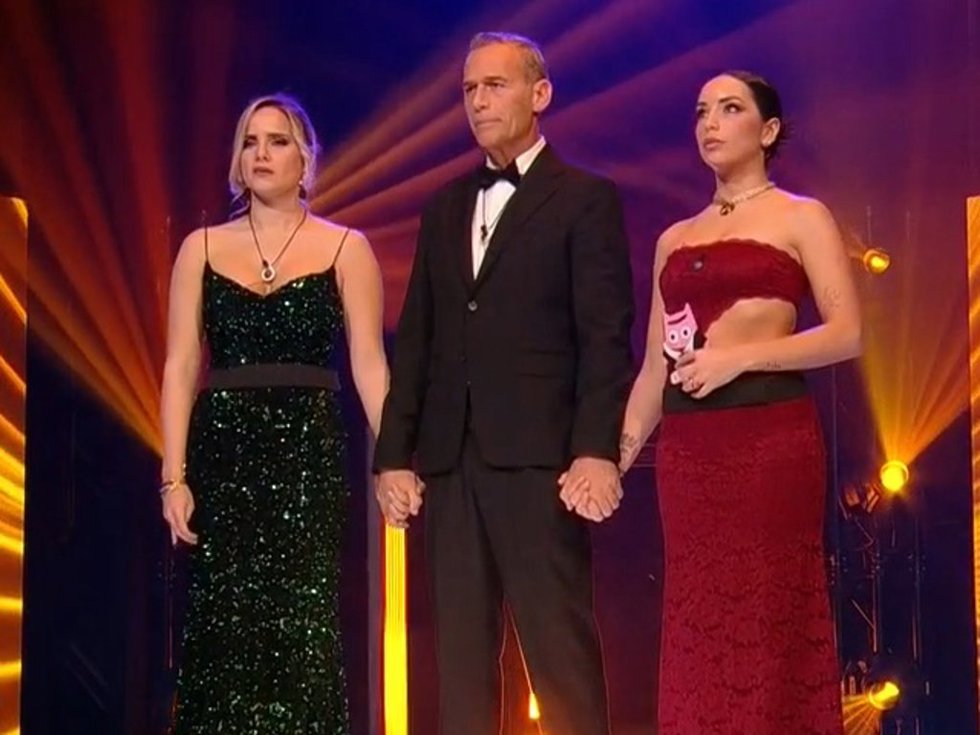 Gloria González, Carlos Lozano y ANIta Williams en la final de 'Gran Hermano Dúo'