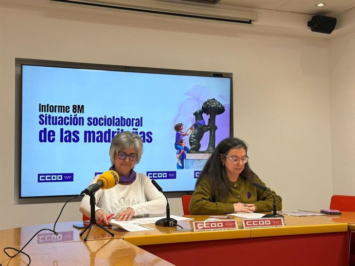 Rueda de prensa de CC.OO para presentar el Informe 'Situación sociolaboral de las madrileñas 2026'.