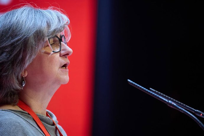 Archivo - La secretaria general de CCOO Madrid, Paloma López, interviene durante el 15º Congreso Regional del PSOE-M, en la Universidad Carlos III, a 1 de febrero de 2025, en Leganés, Madrid (España).   