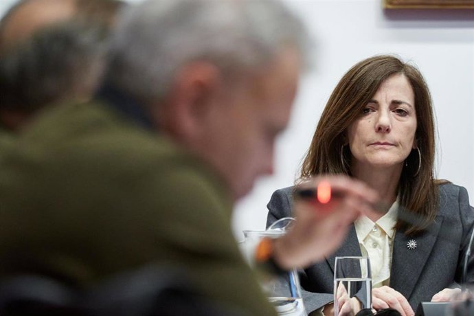 La directora de la Oficina de Buenas Prácticas y Anticorrupción de Navarra, Edurne Eguinoa, comparece ante la comisión de investigación sobre adjudicaciones públicas, en el Parlamento de Navarra, a 4 de marzo de 2026, en Pamplona, Navarra (España).