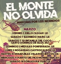 Marchas por las zonas afectadas por los incendios convocadas por la Asociación de Trabajadores de Incendios Forestales de Castilla y León (Atifcyl).