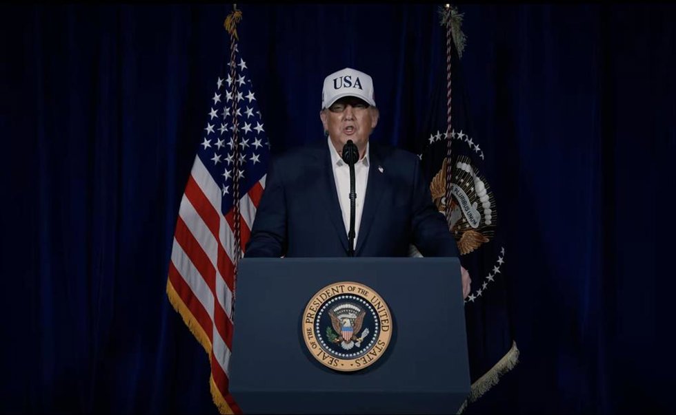 Donald Trump durante su anuncio de intervención militar en Irán.