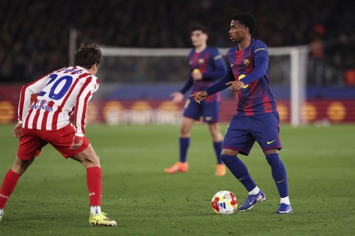 Alejandro Balde of FC Barcelona in action during the Spanish Cup, Copa del Rey, football match Semifinal Second Leg played between FC Barcelona and Atletico de Madrid at Spotify Camp Nou stadium on March 03, 2026 in Barcelona, Spain.