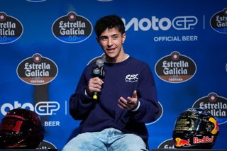 El piloto español de Moto2 Jose Antonio Rueda (Kalex), en un evento de Estrella Galicia 0,0.