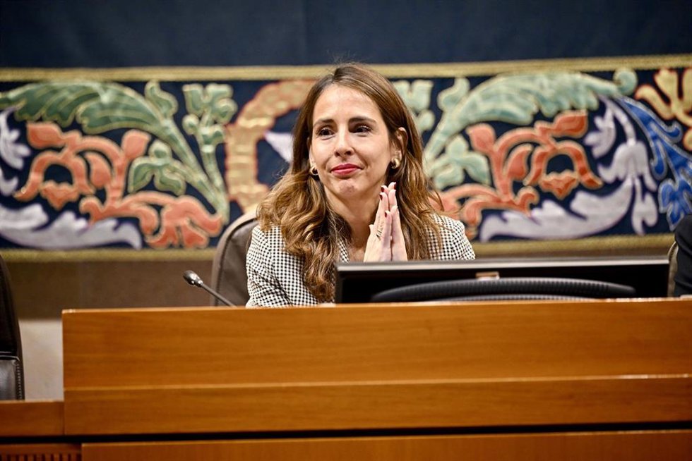 La nueva presidenta de las Cortes de Aragón, María Navarro, durante el pleno constitutivo de la XII legislatura de las Cortes de Aragón, a 3 de marzo de 2026, en Zaragoza, Aragón (España). Las Cortes de Aragón celebran la sesión constitutiva de la XII l