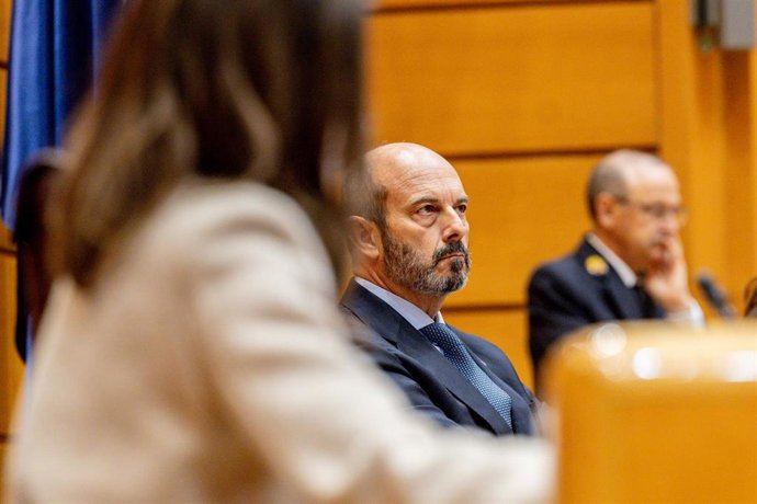 El presidente del Senado, Pedro Rollán, durante una sesión de control al Gobierno en el Senado, a 3 de marzo de 2026, en Madrid (España). 