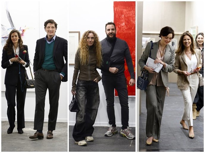 Luis Medina y Clara Caruana; Blanca Cuesta y Borja Thyssen; y Alejandra Cortina y Elena Cue en la inaugurción de ARCO