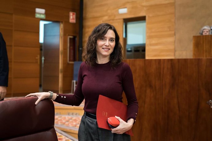 La presidenta de la Comunidad de Madrid, Isabel Díaz Ayuso, durante un pleno en la Asamblea de Madrid, a 5 de marzo de 2026, en Madrid (España). 