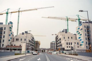 Obras en el nuevo barrio de Los Berrocales, a 4 de marzo de 2026, en Madrid (España).