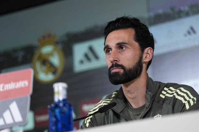 Alvaro Arbeloa attends his press conference during the training day of Real Madrid ahead the Spanish League, LaLiga EA Sports, football match against RC Celta de Vigo at Ciudad Deportiva Real Madrid on March 05, 2026, in Valdebebas, Madrid, Spain.