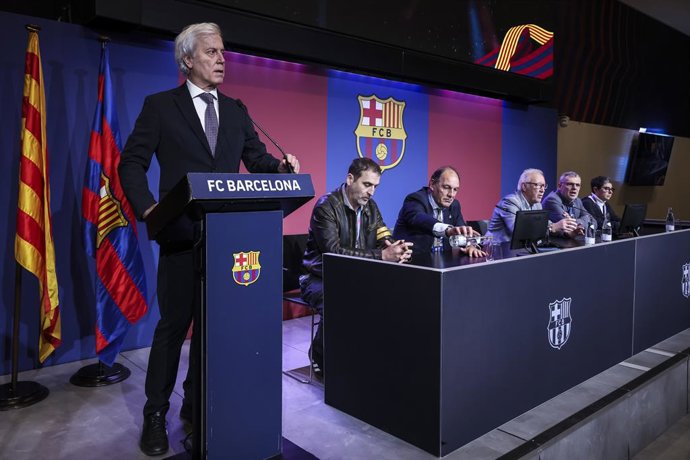Josep Cubells, directivo del FC Barcelona, durante la proclamación de candidaturas a las elecciones del club en el Auditori 1899, el 5 de marzo de 2026 en Barcelona