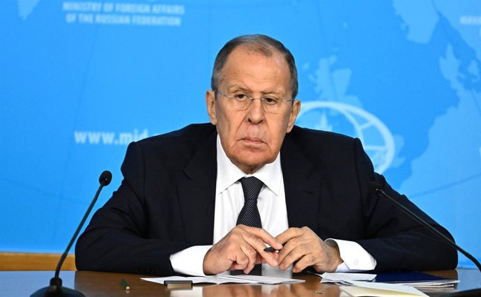 Archivo - Arquivo - O ministro das Relações Exteriores da Rússia, Sergei Lavrov, durante uma coletiva de imprensa em Moscou (arquivo)