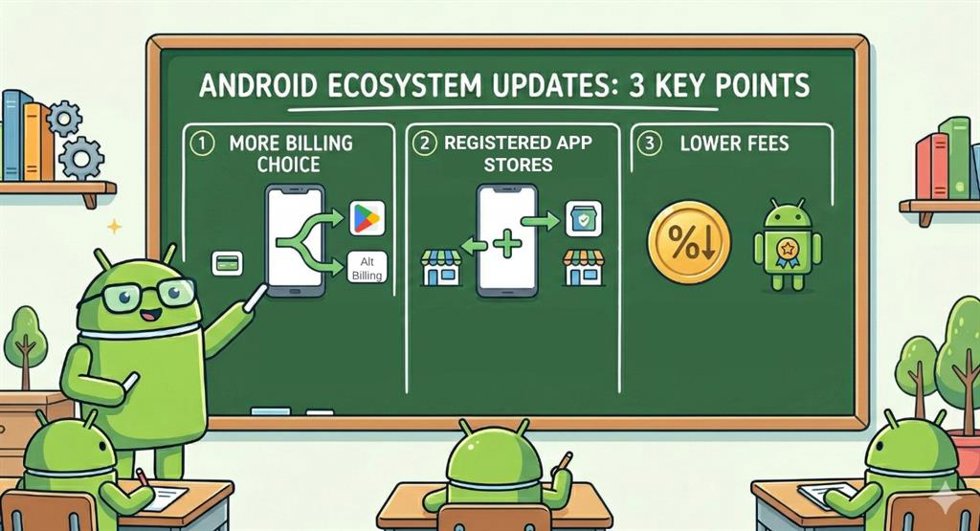 Novedades en el ecosistema Android y la tienda de aplicaciones Google Play Store.