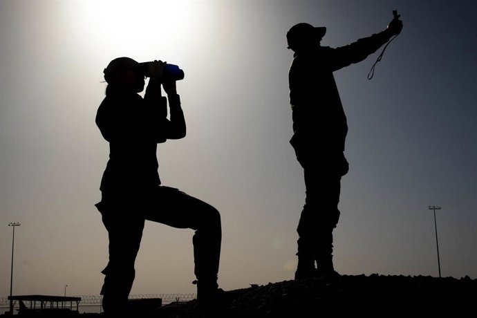 Archivo - Imagen de archivo de militares estadounidenses en la base de Al Udeid, en Qatar.