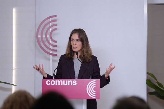 Archivo  - La presidenta de los Comuns en el Parlament, Jéssica Albiach, interviene en un acto, en una imagen de archivo.