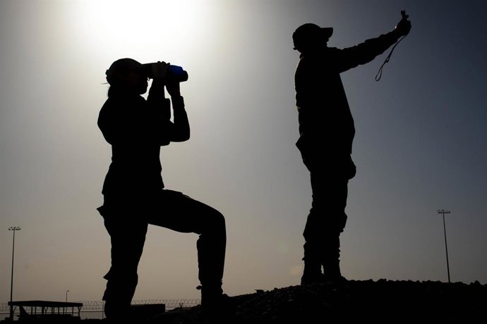Archivo - Imagen de archivo de militares estadounidenses en la base de Al Udeid, en Qatar.