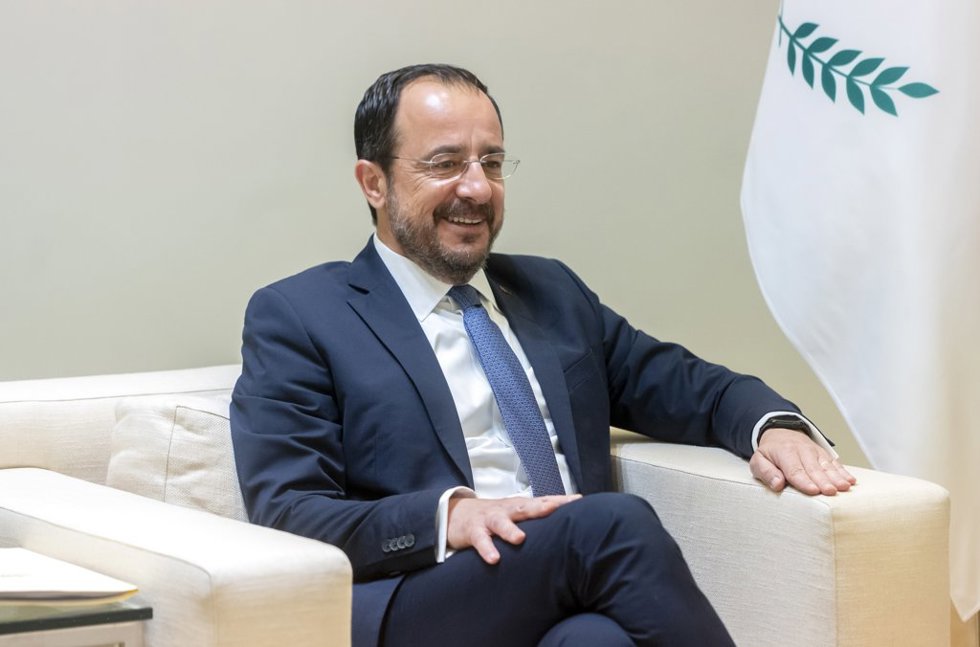 El presidente de la República de Chipre, Nikos Christodoulides, durante una reunión en el Complejo de La Moncloa, a 28 de abril de 2025, en Madrid (España).