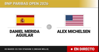 Daniel Merida Aguilar - Alex Michelsen: resumen y estadísticas del partido de Sesentaicuatroavos de final de BNP Paribas Open