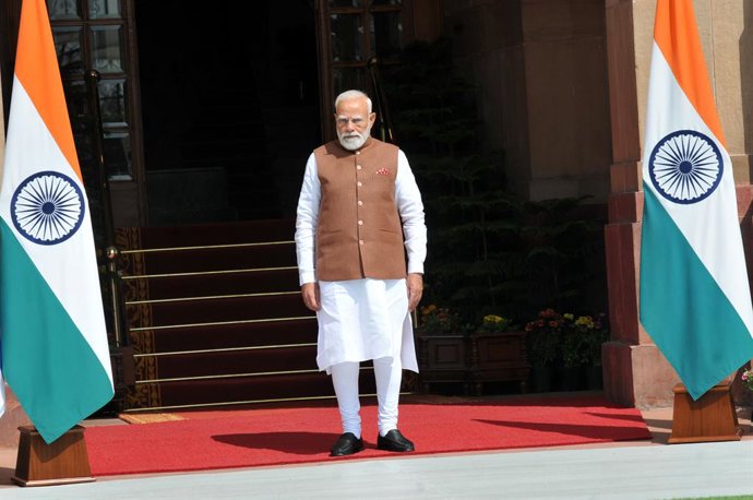 March 5, 2026, New Delhi, Delhi, INDIA: Prime Minister Narendra Modi waiting for  Alexander Stubb, President Republic of the of Finland during the meeting, at Hyderabad House in New Delhi, on Thursday, 05 March 2026 in  NEW Delhi,Photo by Ravi Batra, INDI